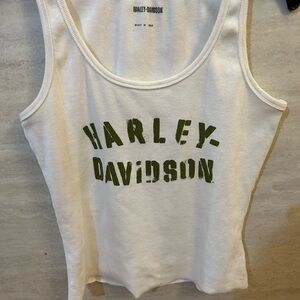 Harley-Davidson Women's Stencil White and Green Tank Top
